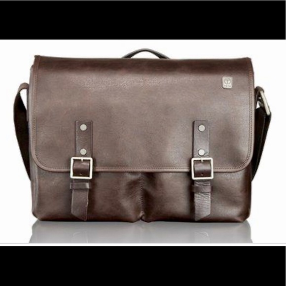 tumi leather messenger bolsa